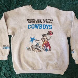 Vintage Cowboys vs Redskins Momma Don’t Let Babies Crewneck Sweatshirt